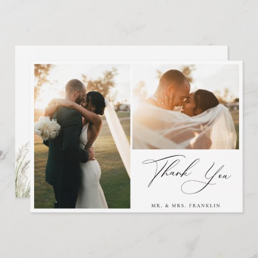 ビーチサイドのパンパモダンススの結婚写真 サンキューカード (正面/裏面)