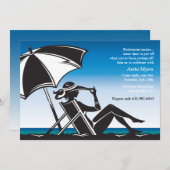 ビーチサイドの退職パーティー招待状 招待状 (正面/裏面)