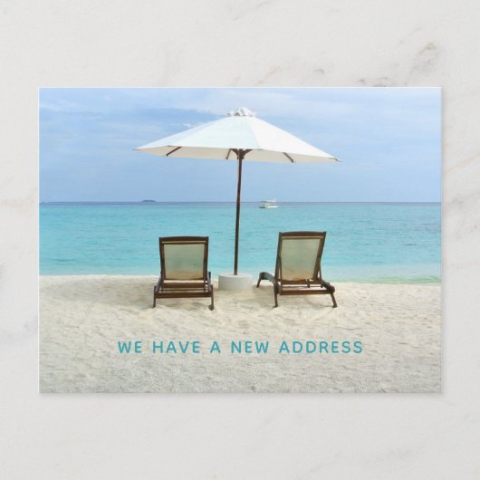 ビーチサイドチェアの新しいアドレス発表 ポストカード (正面)