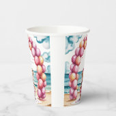 ビーチサイドテディベアバルーンガールベビーシャワー 紙コップ (左)