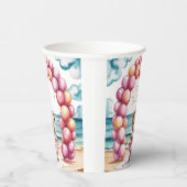 ビーチサイドテディベアバルーンガールベビーシャワー 紙コップ (右)