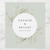 ビーチサイドパンパスグラスフレーム結婚式 ワインラベル (シングルラベル)