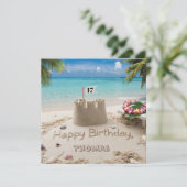 ビーチサイドパーソナライズされた誕生日デザイン カード (スタンド正面)