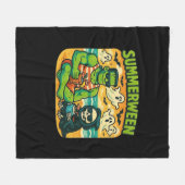 ビーチサイドブーゲイエメン – レトロサマーウィーンビーブクラス フリースブランケット (正面(横))