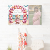 ビーチサイドベアーバルーンガール赤ちゃんシャワー写真 横断幕 (インサイチュ)