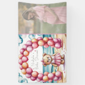 ビーチサイドベアーバルーンガール赤ちゃんシャワー写真 横断幕 (縦)