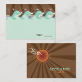 ビーチサマーカッコいいウェーブズブラウンサン座席表 プレイスカード (正面/裏面)