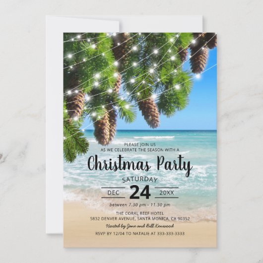 ビーチサマークリスマスパーティー 招待状 (正面)