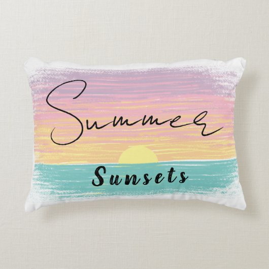 ビーチサマーサンセットインパステル アクセントクッション (正面)