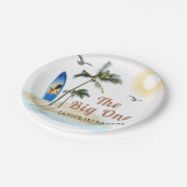 ビーチサマーサーフ1st誕生日7"ラウンド ペーパープレート (アングル)