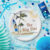 ビーチサマーサーフ1st誕生日9"ラウンド ペーパープレート (パーティー)