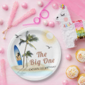 ビーチサマーサーフ1st誕生日9"ラウンド ペーパープレート (パーティー)