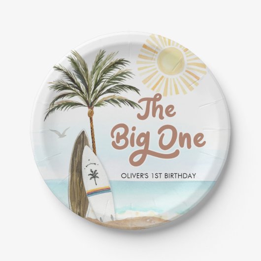 ビーチサマーサーフ1st誕生日 ペーパープレート (正面)