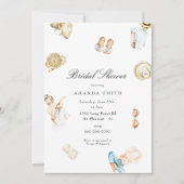 ビーチサマーシーショアウォーターカラーブライダルシャワー 招待状 (正面)