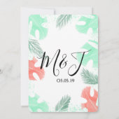 ビーチサマートロピカルモンステラ結婚ズ 招待状 (裏面)
