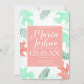 ビーチサマートロピカルモンステラ結婚ズ 招待状 (正面)
