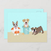 ビーチサマードッグズブルーオレンジ ポストカード (正面/裏面)