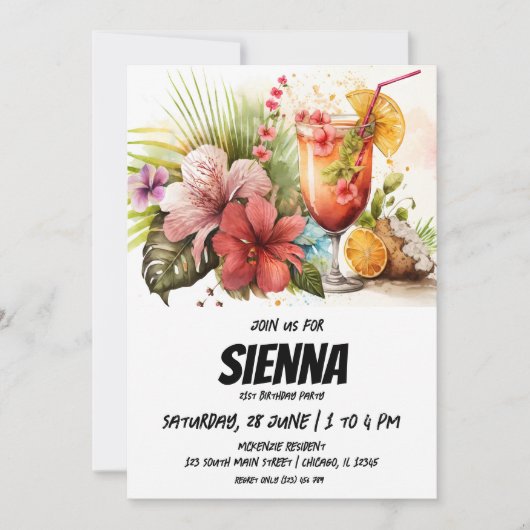 ビーチサマーパーティの招待状 招待状 (正面)