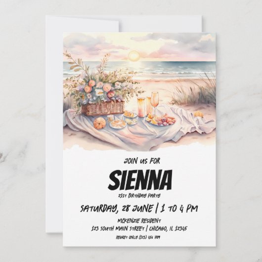 ビーチサマーパーティの招待状 招待状 (正面)