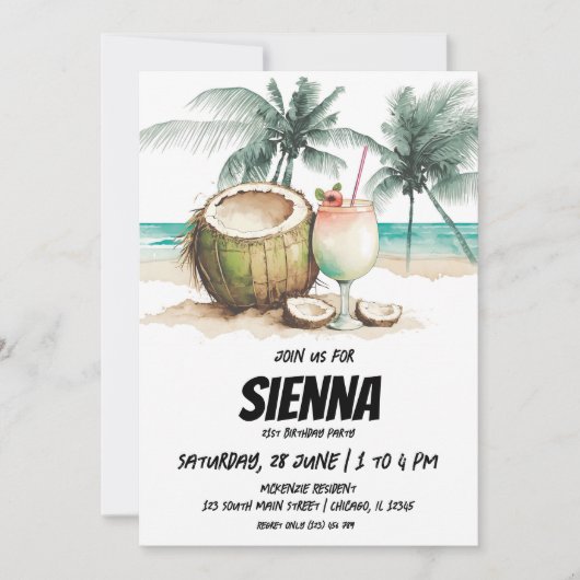 ビーチサマーパーティの招待状 招待状 (正面)