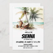 ビーチサマーパーティの招待状 招待状 (正面/裏面)