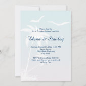 ビーチサマーピンク結婚ブルーのカップルのシャワー 招待状 (裏面)