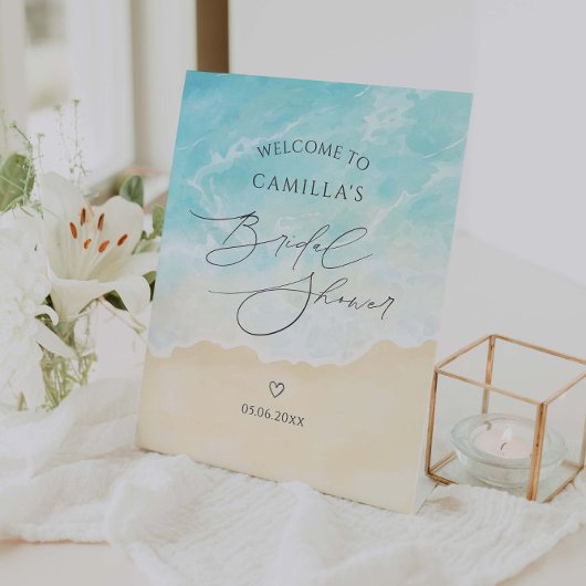ビーチサマーブライダルシャワー歓迎 台座サイン