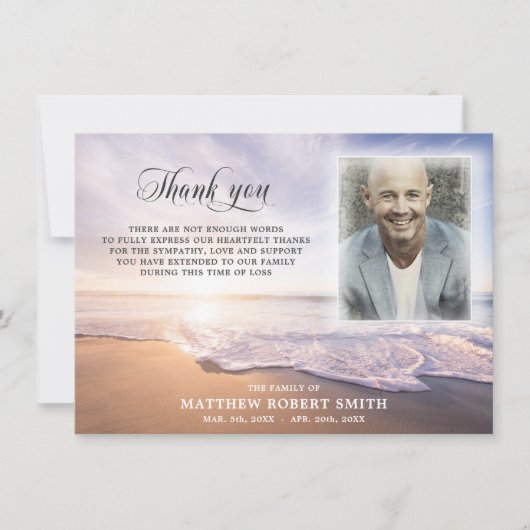 ビーチサンキュー悔やみや弔慰葬儀記念写真 サンキューカード (正面)