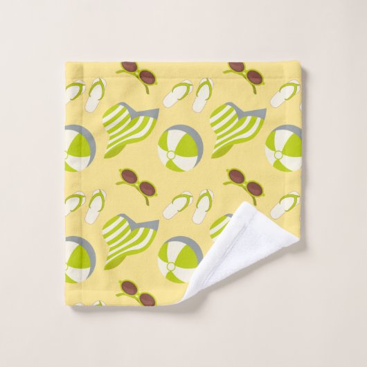 ビーチサングラスとサンハット ウォッシュタオル (ウォッシュタオル)