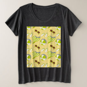 ビーチサングラスとサンハット プラスサイズTシャツ