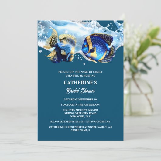 ビーチサンゴ礁の魚の海のスキューバ 招待状 (スタンド正面)