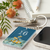 ビーチサンゴ礁ピエロフィッシュDIYルーム番号ブルー キーホルダー (正面右)
