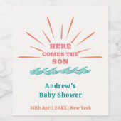 ビーチサンシャイ来ンここザ息子ベビーシャワー ワインラベル (シングルラベル)