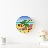 ビーチサンシーアンドサーフおもしろいブルーラウンドウォールクロック ラウンド壁時計 (ホーム)