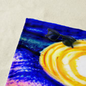 ビーチサンセットとウェーブアンドサン、オレンジ&ブルー ビーチタオル (インサイチュ)