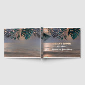 ビーチサンセットとパームライツデスティネーションウェディング ゲストブック (全面)