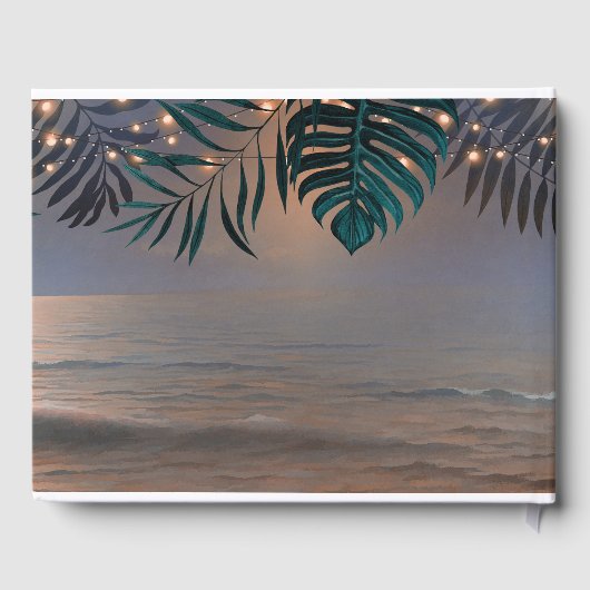 ビーチサンセットとパームライツデスティネーションウェディング ゲストブック (裏面)