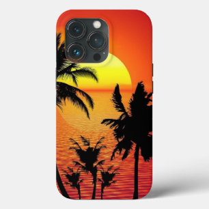 ビーチサンセットとヤシの木 iPhone 13 PROケース