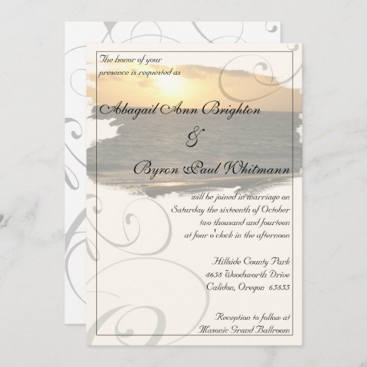 ビーチサンセットウィズフロッシュ結婚式招待状 招待状 (正面/裏面)