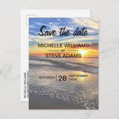 ビーチサンセットウェディング・セーブ・ザ・デート 案内ポストカード (正面/裏面)