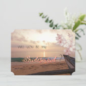 ビーチサンセットウェディング プルメリア ブライズメイドカード 招待状 (スタンド正面)