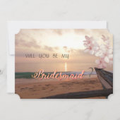 ビーチサンセットウェディング プルメリア ブライズメイドカード 招待状 (正面)