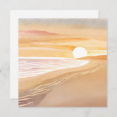 ビーチサンセットウォーターカラー | 美しいイエローカード (正面/裏面)