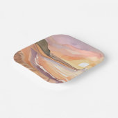 ビーチサンセットウォーターカラー | 美しい海絵を描ズ ペーパープレート (傾斜あり)