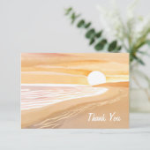 ビーチサンセットウォーターカラー | 美しい黄色 サンキューカード (スタンド正面)