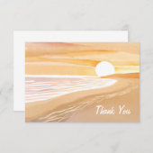 ビーチサンセットウォーターカラー | 美しい黄色 サンキューカード (正面/裏面)