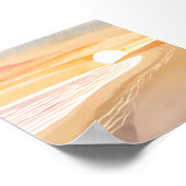 ビーチサンセットウォーターカラー | 美しい黄色 ポスター (角)