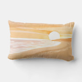 ビーチサンセットウォーターカラー | 美しい黄色 ランバークッション (裏面)