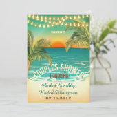 ビーチサンセットカップルウェディングシャワー 招待状 (スタンド正面)