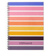 ビーチサンセットカラーストライプのパーソナライズされた ノートブック (正面)